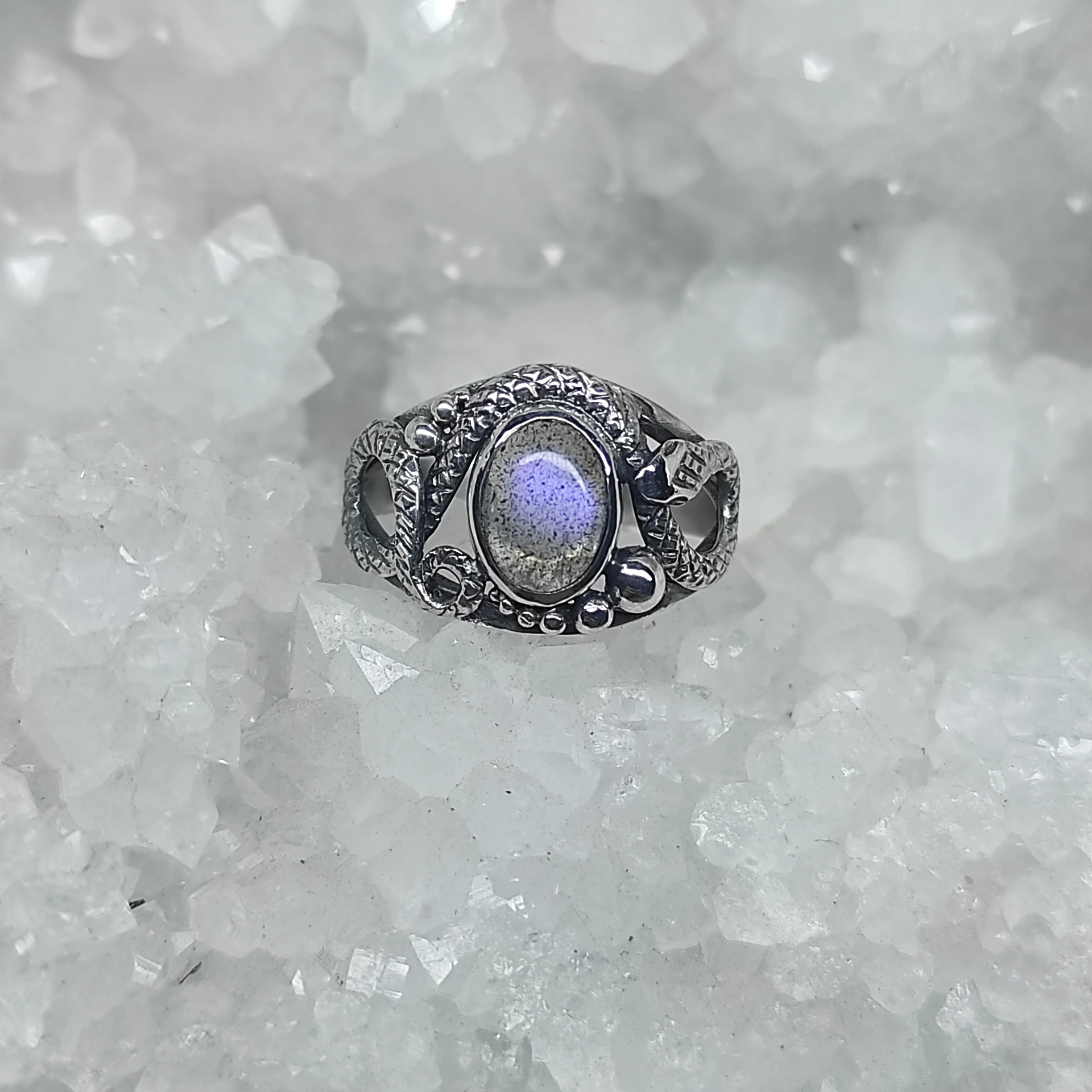Bague serpent labradorite violette