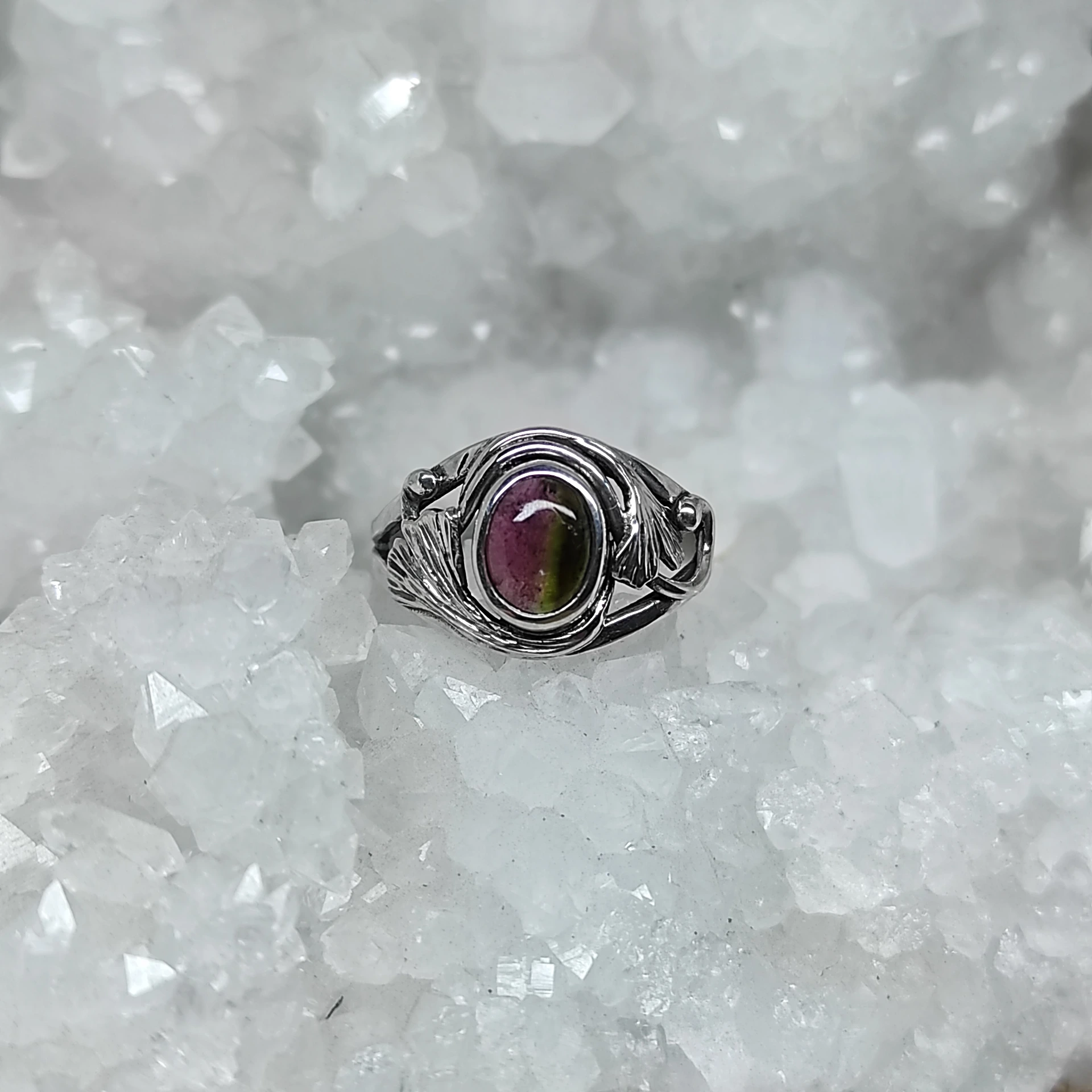 bague tourmaline et gingko